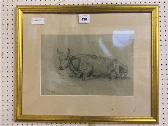 Pencil drawing of cattle - 1892